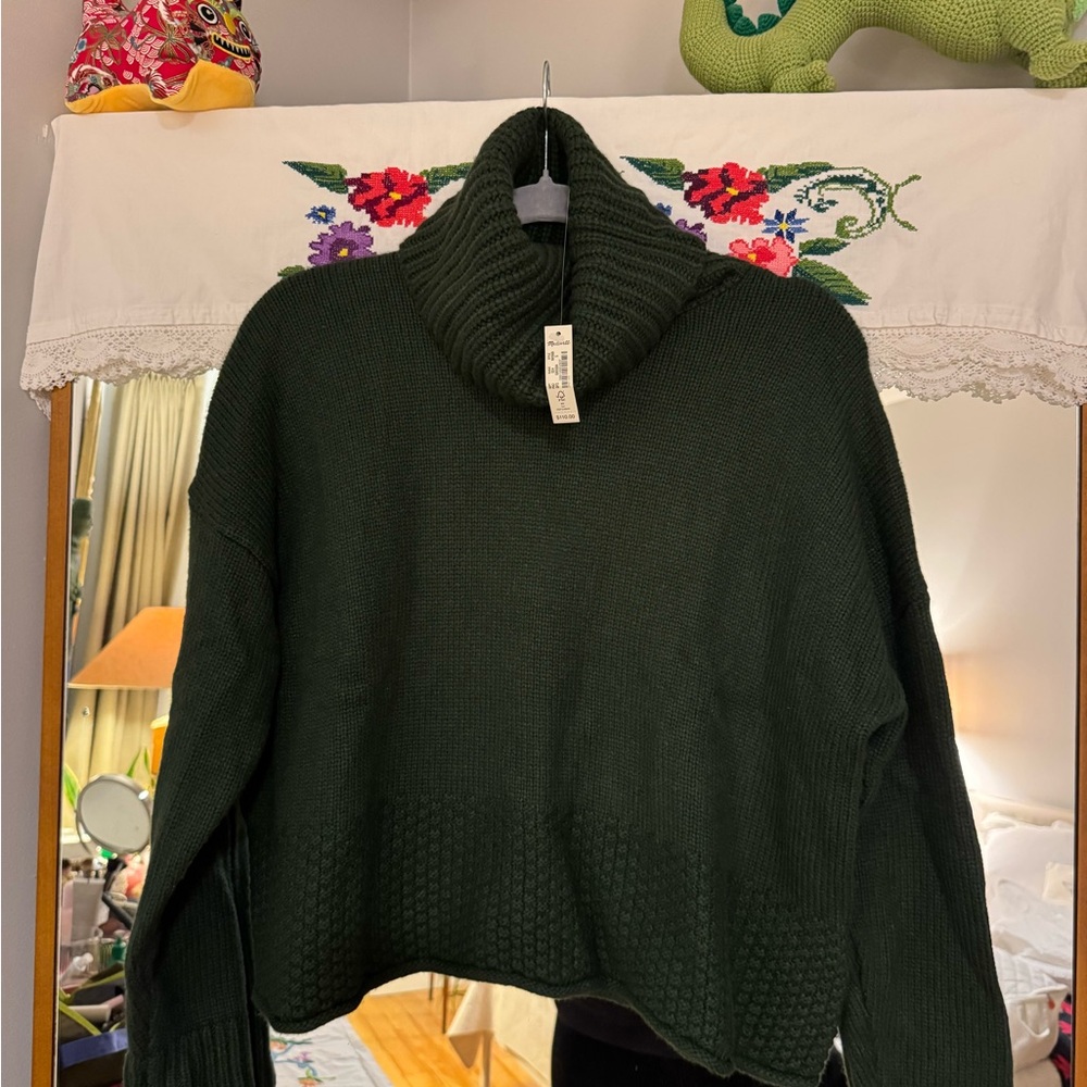 Madewell Dark Green Cowl Neck Sweater